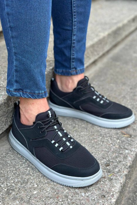 LACING SIMPLE MAN SNEAKERS BLACK-GREY/ZEGR - KLAUDIO FASHION
