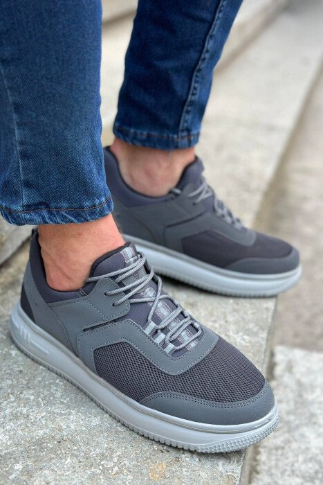 LACING SIMPLE MAN SNEAKERS DARK GREY/GEE - KLAUDIO FASHION