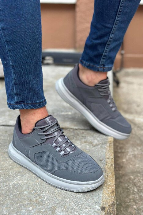 LACING SIMPLE MAN SNEAKERS GREY/GRI - KLAUDIO FASHION