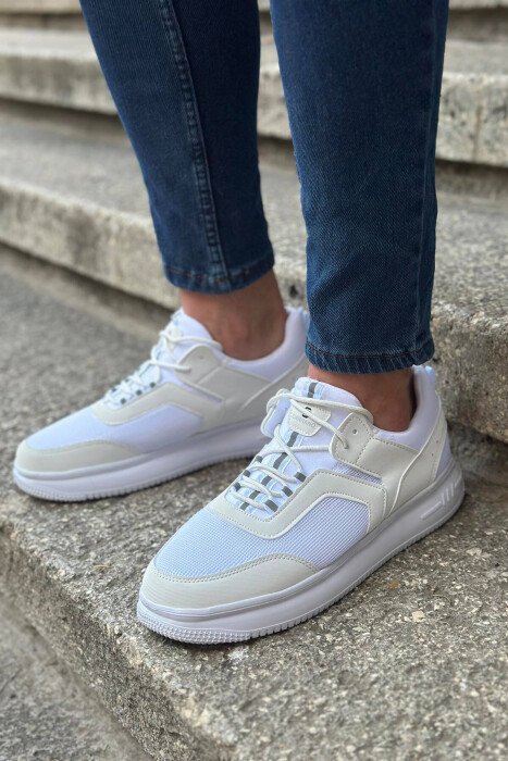 LACING SIMPLE MAN SNEAKERS WHITE-E BARDHE - KLAUDIO FASHION