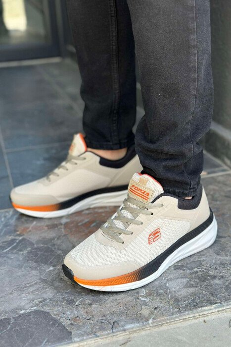 LACING SIMPLE MEN SNEAKERS BEIGE+ORANGE/BZHPO - 1