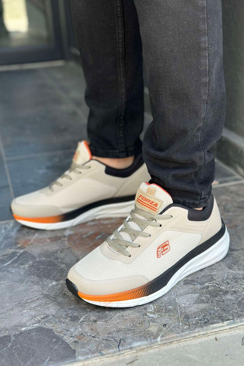 LACING SIMPLE MEN SNEAKERS BEIGE+ORANGE/BZHPO - 1