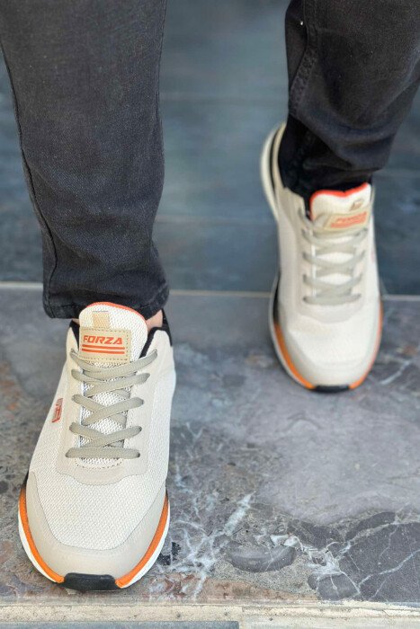 LACING SIMPLE MEN SNEAKERS BEIGE+ORANGE/BZHPO - 3