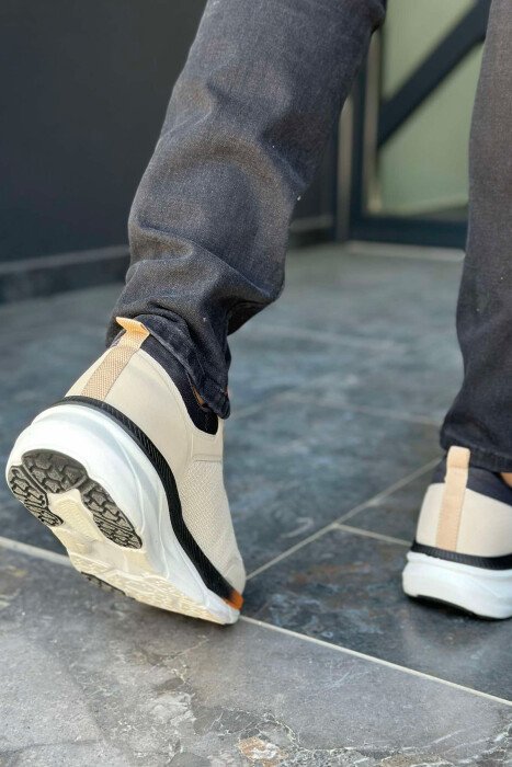 LACING SIMPLE MEN SNEAKERS BEIGE+ORANGE/BZHPO - 4