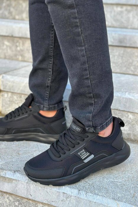LACING SIMPLE MEN SNEAKERS BLACK-GREY/ZEGR - KLAUDIO FASHION