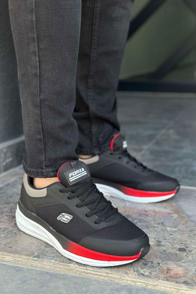 LACING SIMPLE MEN SNEAKERS BLACK-RED/ZEKU - 1