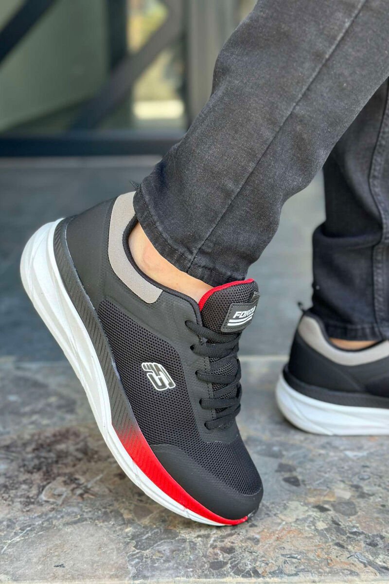 LACING SIMPLE MEN SNEAKERS BLACK-RED/ZEKU - 3