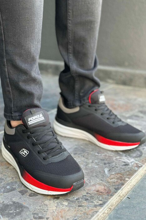 LACING SIMPLE MEN SNEAKERS BLACK-RED/ZEKU - 4