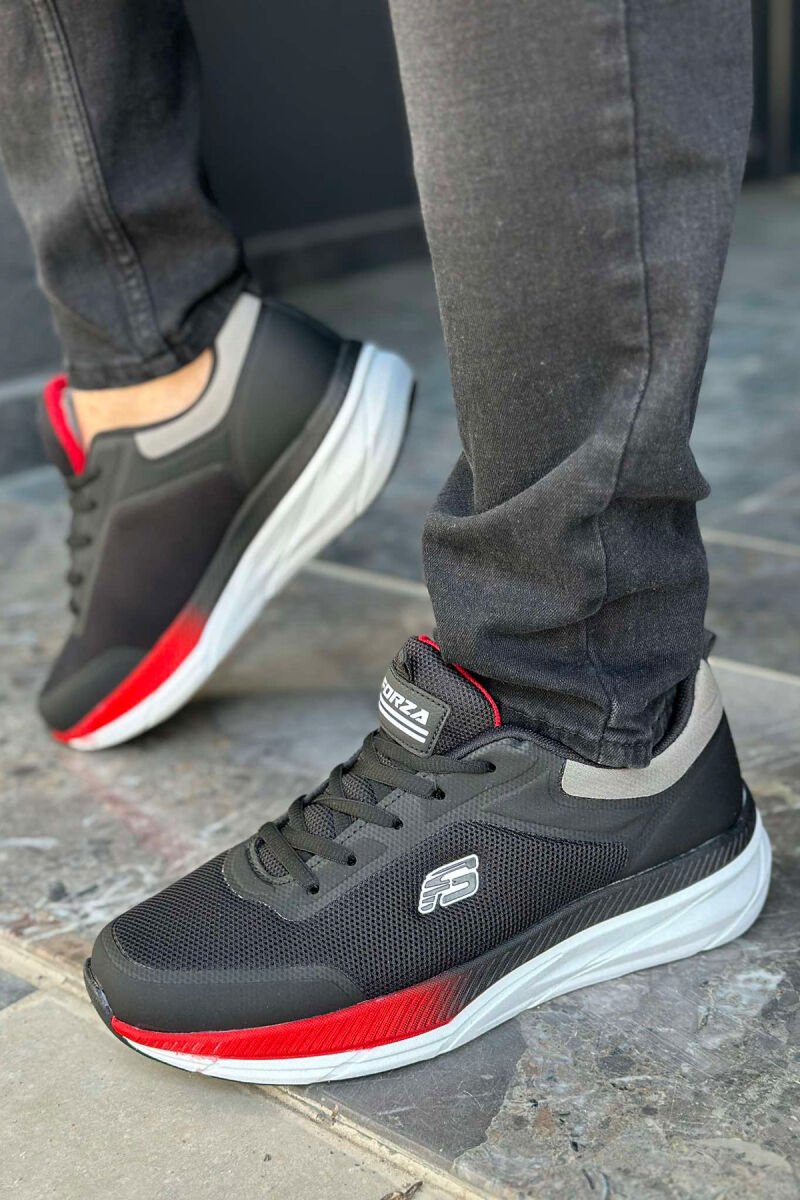 LACING SIMPLE MEN SNEAKERS BLACK-RED/ZEKU - 5