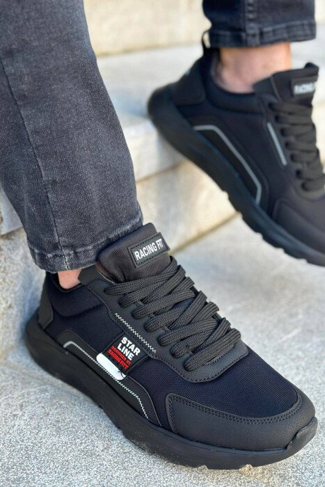 LACING SIMPLE MEN SNEAKERS BLACK-WHITE/ZB - KLAUDIO FASHION