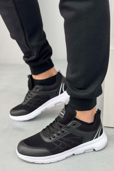 LACING SIMPLE MEN SNEAKERS BLACK-WHITE/ZEBA - KLAUDIO FASHION