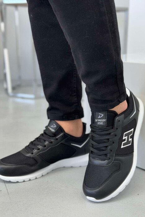 LACING SIMPLE MEN SNEAKERS BLACK-WHITE/ZEBA - 4