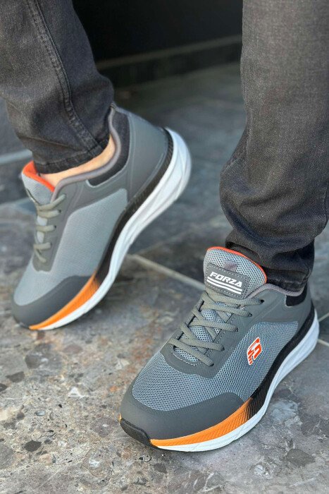 LACING SIMPLE MEN SNEAKERS GREY/ORANGE/GRPO - 4