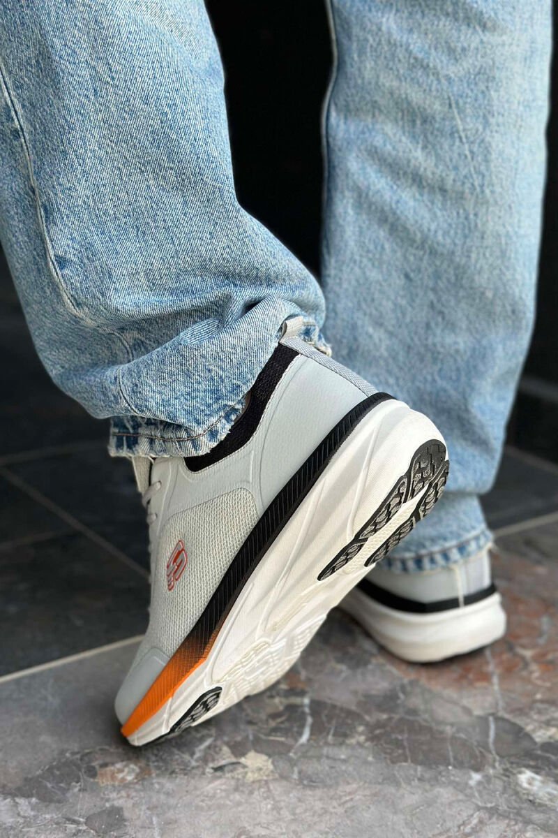 LACING SIMPLE MEN SNEAKERS LIGHT GREY-ORANGE/GZPO - 2