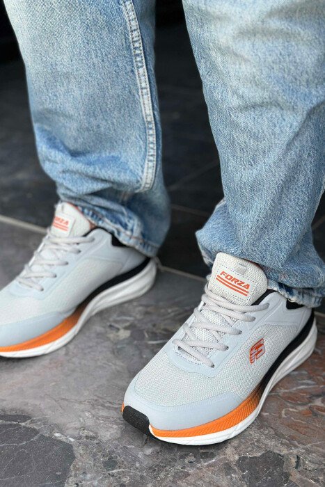 LACING SIMPLE MEN SNEAKERS LIGHT GREY-ORANGE/GZPO - 4