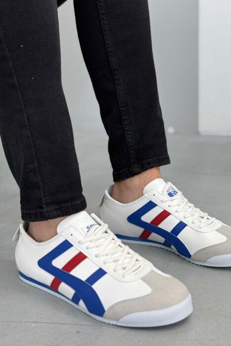 LACING SIMPLE MEN SNEAKERS WHITE-BLUE/BABL 