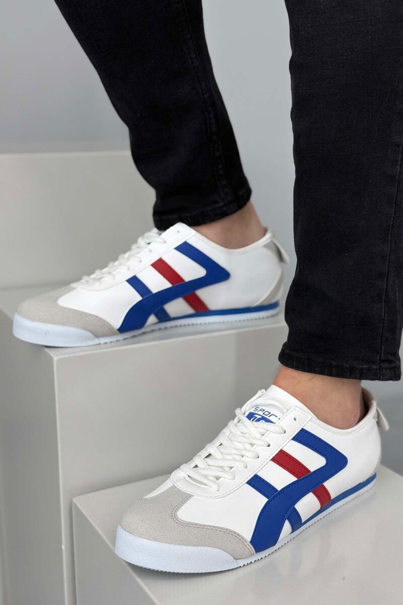 LACING SIMPLE MEN SNEAKERS WHITE-BLUE/BABL - 2
