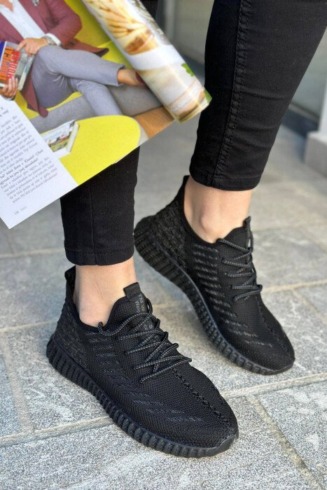 LACING SIMPLE WOMAN SNEAKERS BLACK/ E ZEZE - KLAUDIO FASHION
