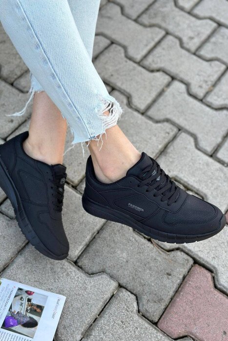 LACING SIMPLE WOMAN SNEAKERS LEATHER BLACK/ZEZE LEKURE 