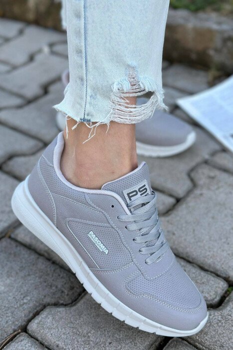 LACING SIMPLE WOMAN SNEAKERS LEATHER GREY/GRI LEKURE 