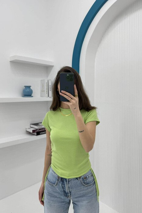 LACING SIMPLE WOMAN T-SHIRT LIGHT GREEN/JEZB - 2