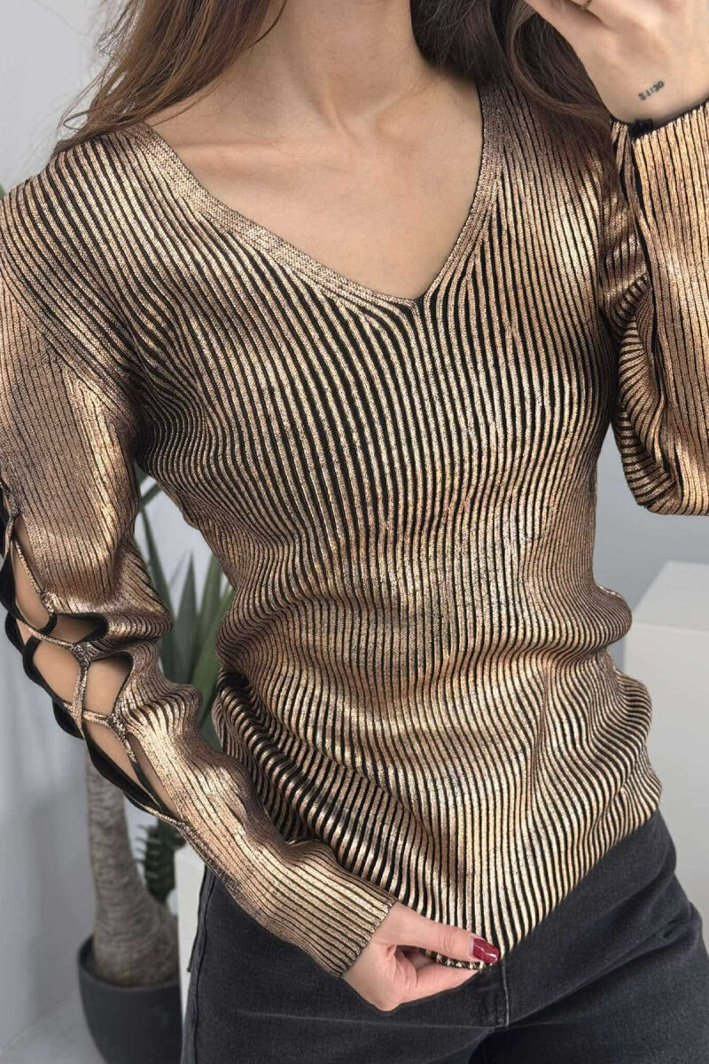 LACING SLEEVES DETAIL V NECK WOMEN SWEATER BRONX/BRONX - 5