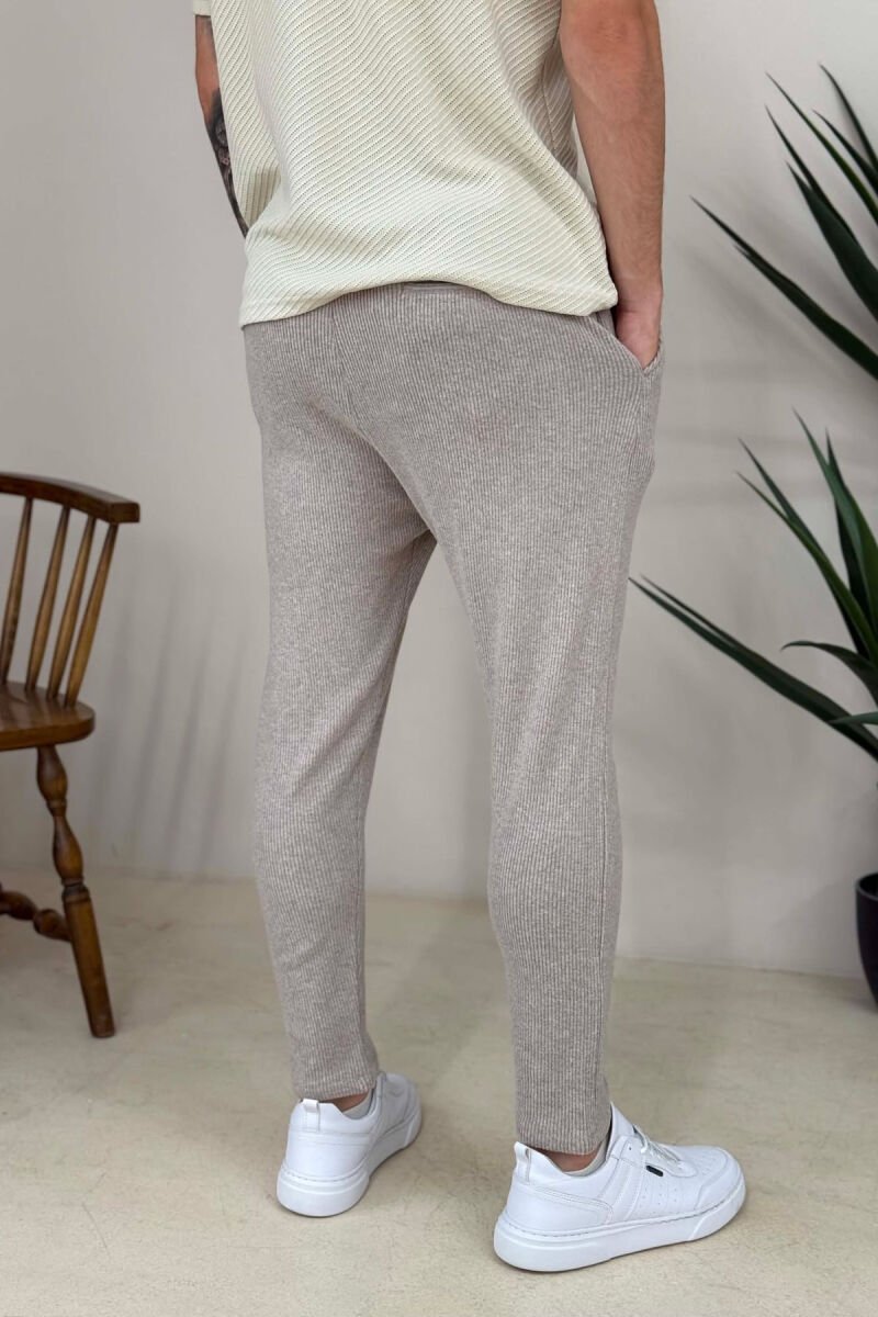 LACING WAIST ONE COLOR MEN PANTS LIGHT BROWN/KAZB - 3