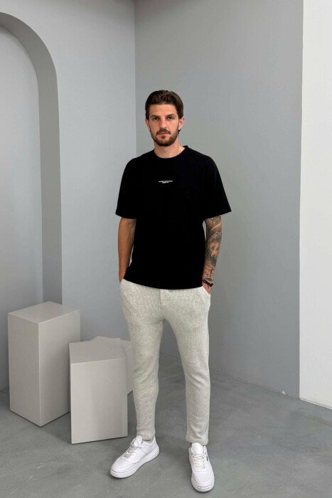 LACING WAIST ONE COLOR MEN PANTS LIGHT GREY/GZ - 1