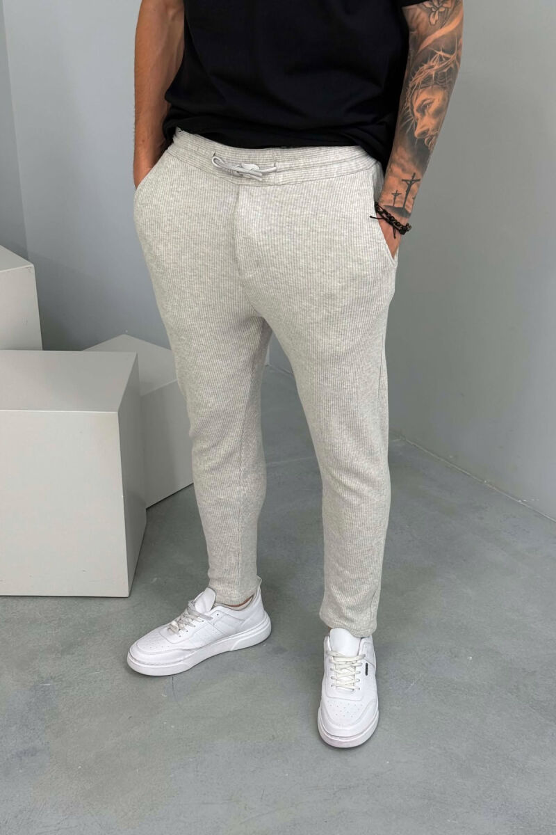 LACING WAIST ONE COLOR MEN PANTS LIGHT GREY/GZ - 2