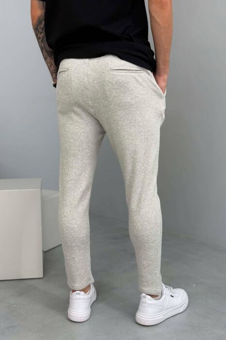 LACING WAIST ONE COLOR MEN PANTS LIGHT GREY/GZ - 3