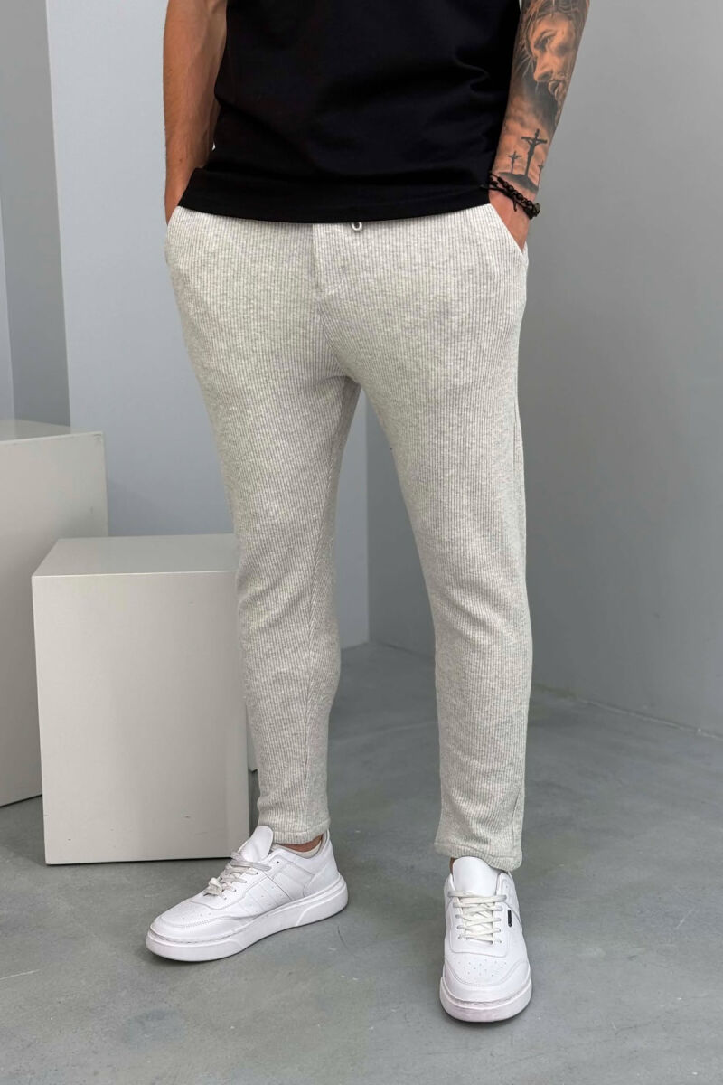 LACING WAIST ONE COLOR MEN PANTS LIGHT GREY/GZ - 4