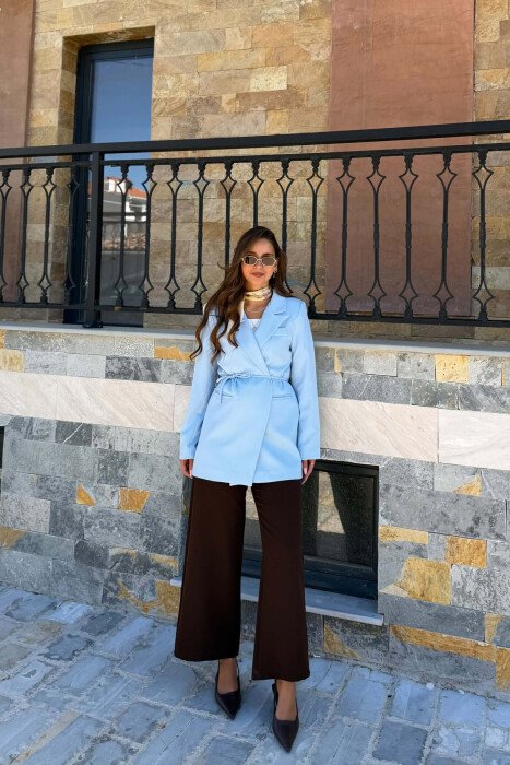 LACING WAIST ONE COLOR WOMAN JACKET BABY BLUE/BLU BY 