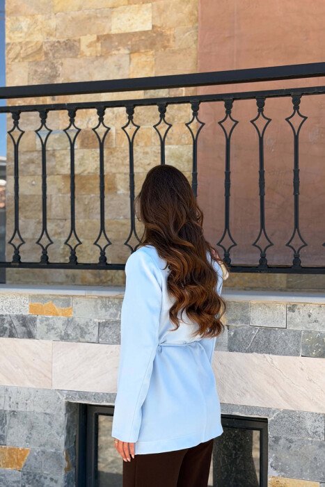 LACING WAIST ONE COLOR WOMAN JACKET BABY BLUE/BLU BY - 4
