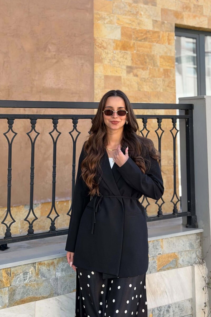 LACING WAIST ONE COLOR WOMAN JACKET BLACK/ E ZEZE - 3
