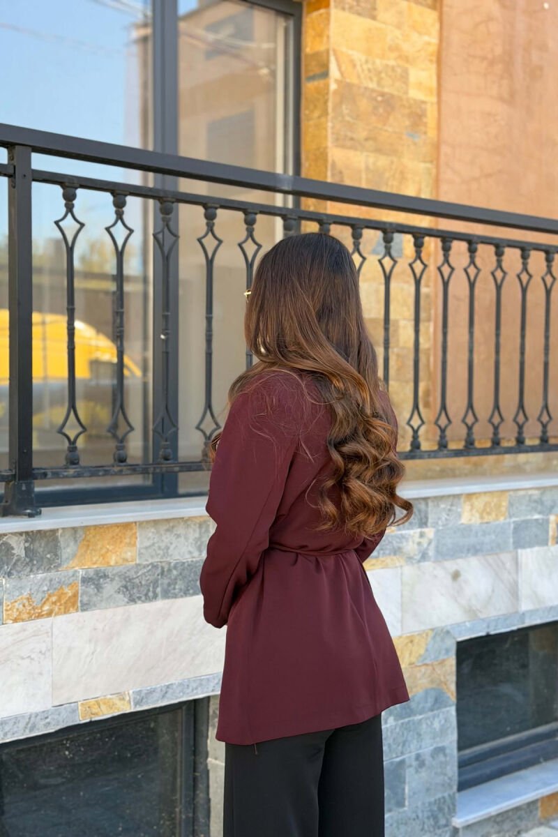 LACING WAIST ONE COLOR WOMAN JACKET DARK BURGUNDY/VISHNJE E ERRET - 3