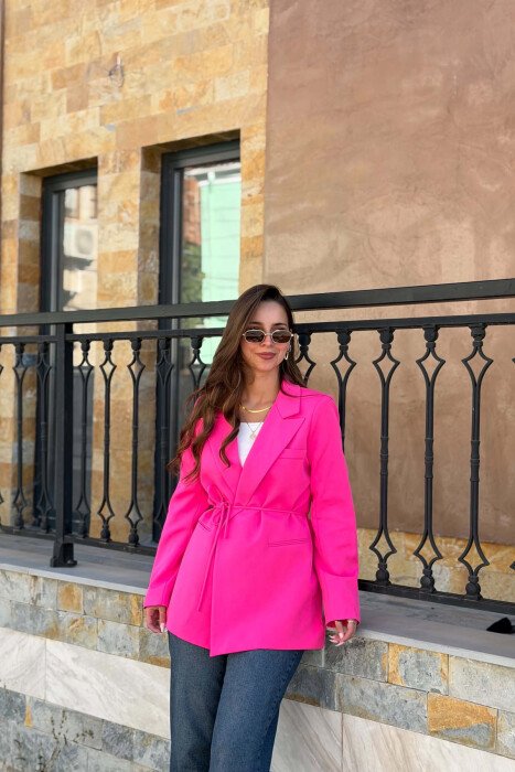 LACING WAIST ONE COLOR WOMAN JACKET PINK/ROZE - 3