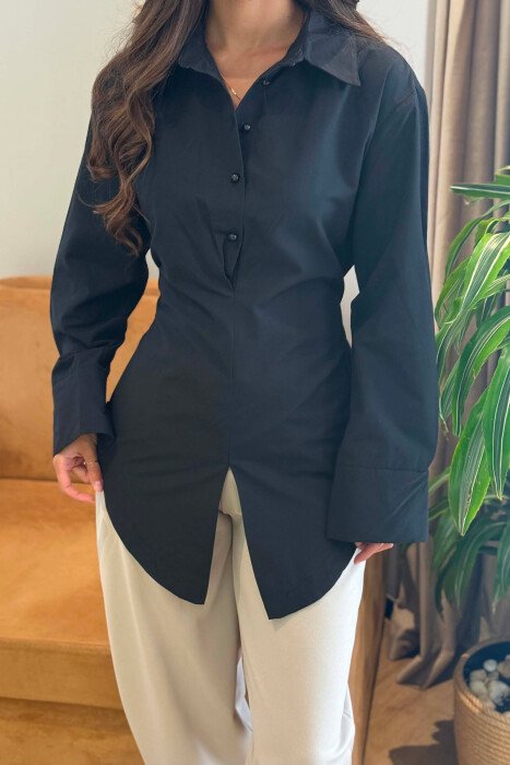 LACING WAIST ONE COLOR WOMAN SHIRT BLACK/ E ZEZE - 2