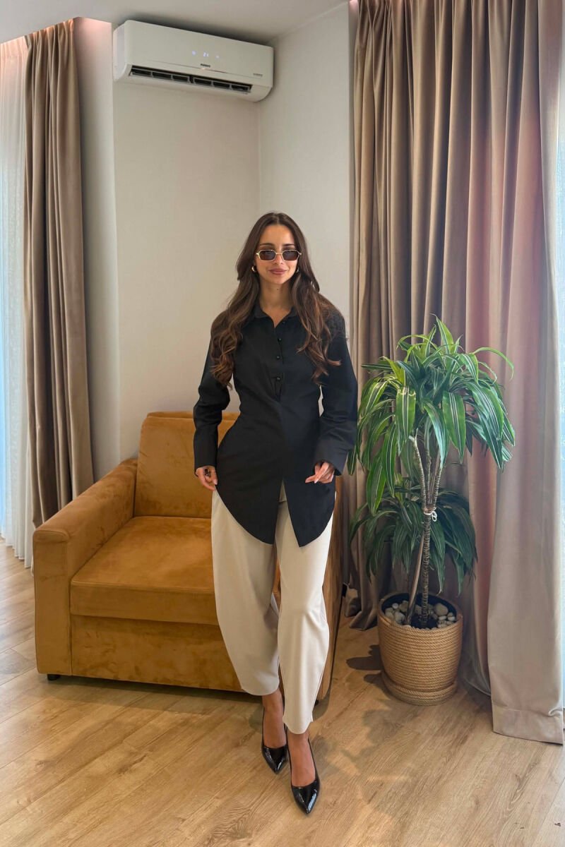 LACING WAIST ONE COLOR WOMAN SHIRT BLACK/ E ZEZE - 4