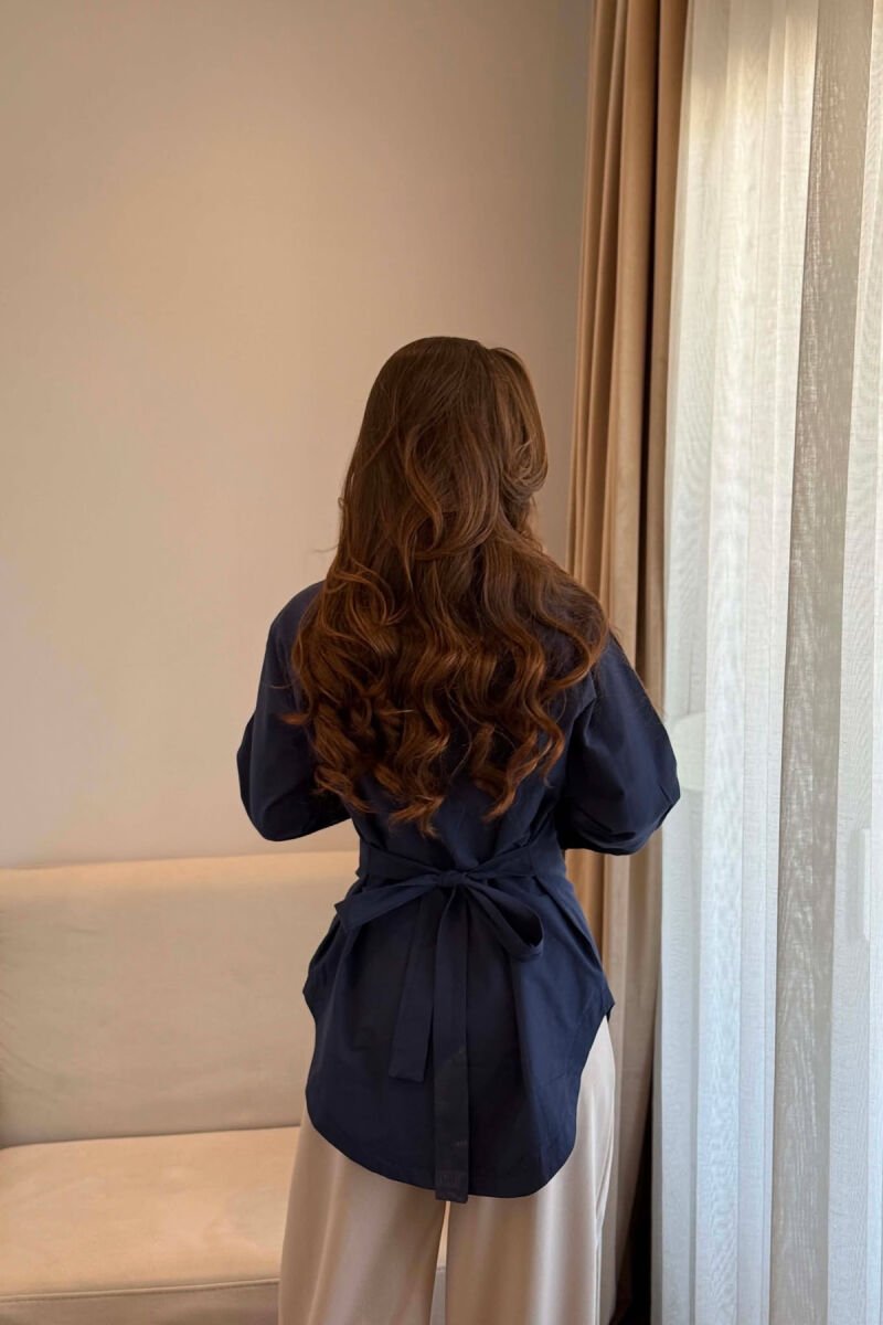 LACING WAIST ONE COLOR WOMAN SHIRT BLUE/BLU - 3