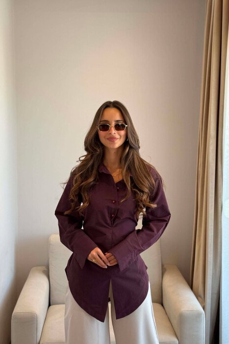LACING WAIST ONE COLOR WOMAN SHIRT BURGUNDY/VISHNJE 