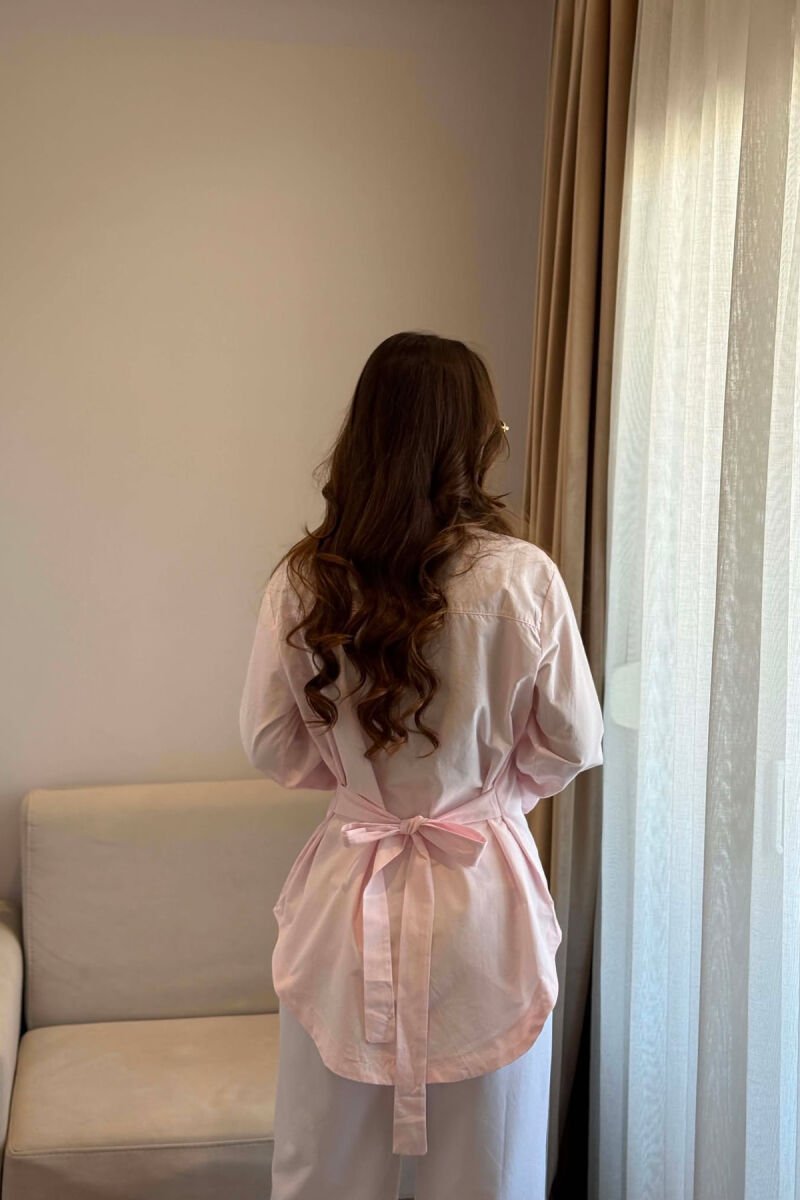 LACING WAIST ONE COLOR WOMAN SHIRT PINK/ROZE - 3