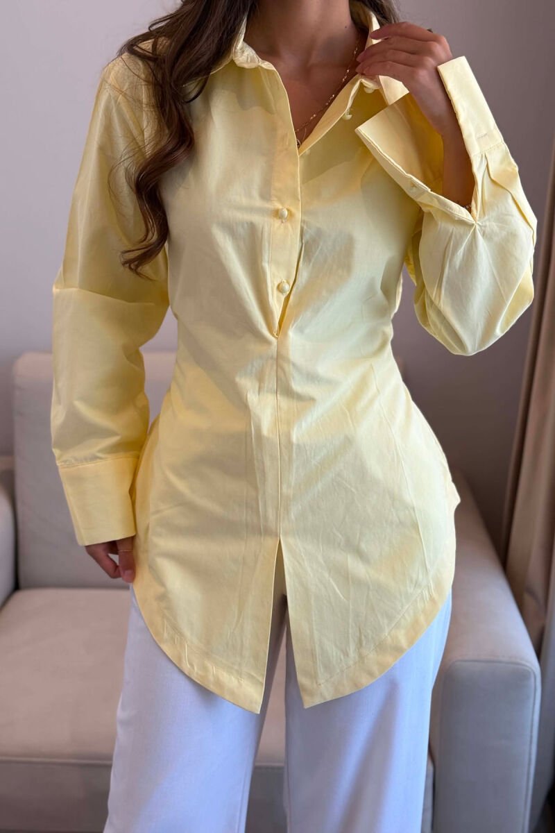 LACING WAIST ONE COLOR WOMAN SHIRT YELLOW/E VERDHE - 2