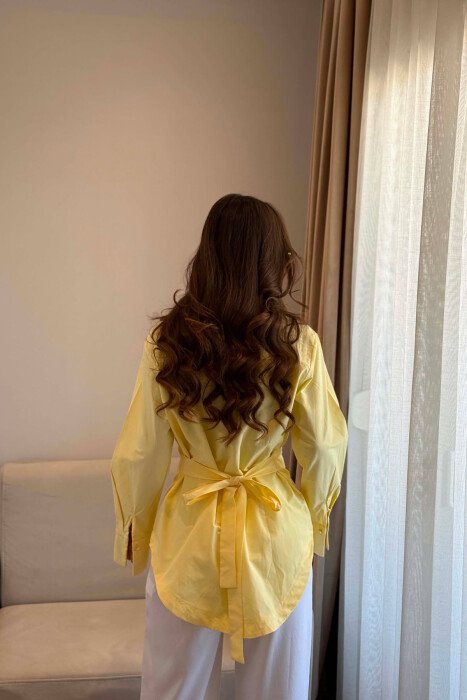 LACING WAIST ONE COLOR WOMAN SHIRT YELLOW/E VERDHE - 3