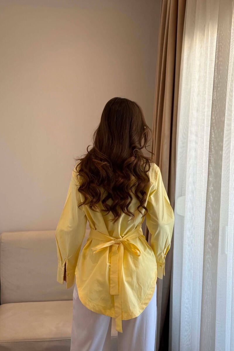 LACING WAIST ONE COLOR WOMAN SHIRT YELLOW/E VERDHE - 3
