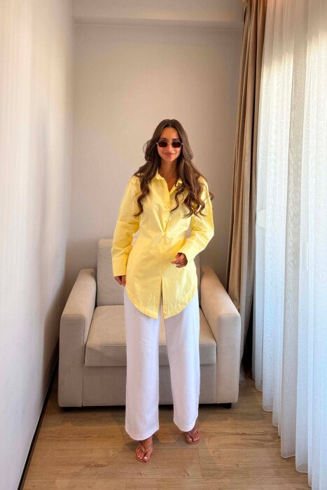 LACING WAIST ONE COLOR WOMAN SHIRT YELLOW/E VERDHE - 4