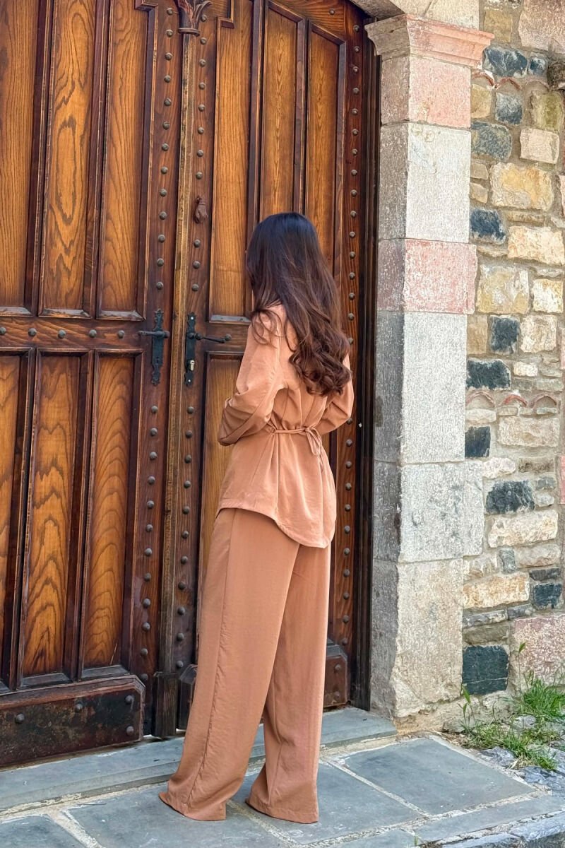 LACING WAIST SHIRT+ TROUSERS WOMAN SET BROWN/KAFE - 5