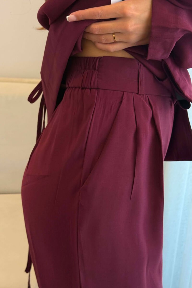 LACING WAIST SHIRT + TROUSERS WOMAN SET BURGUNDY/VISHNJE - 4