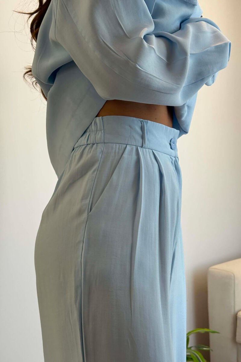 LACING WAIST SHIRT + TROUSERS WOMAN SET LIGHTBLUE/BZ - 4