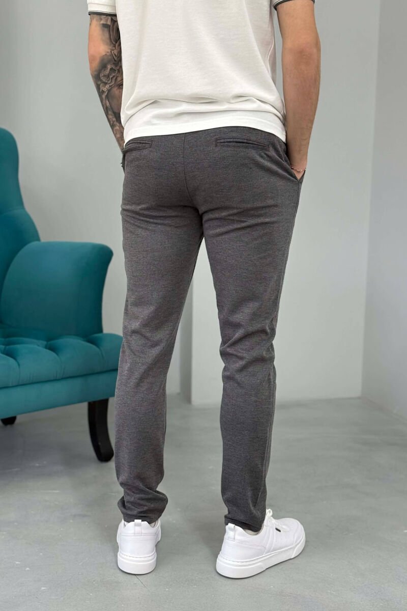 LACING WAIST SIMPLE MEN PANTS DARK GREY/GEE - 4