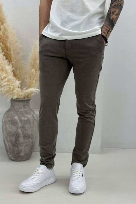 PANTALLONA TE THJESHTA ME LIDHESE TEK BELI PER MESHKUJ NE NGJYRE ULLI - KLAUDIO FASHION